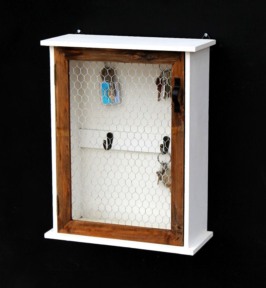 Schlüsselregal Holz Weiß Briefablage Wandregal Schlüsselkasten 12045 Regal 42 cm Vintage Shabby Landhaus Küchenregal