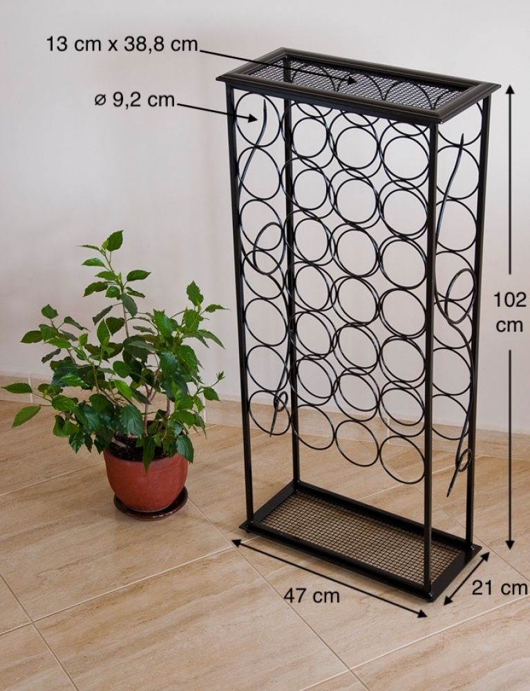 DanDiBo Weinregal Metall Schwarz Flaschenregal stehend 100 cm Flaschenständer Rico für 28 Flaschen