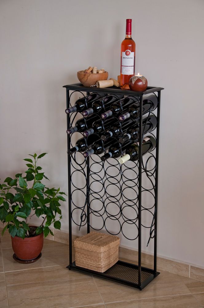 DanDiBo Weinregal Metall Schwarz Flaschenregal stehend 100 cm Flaschenständer Rico für 28 Flaschen