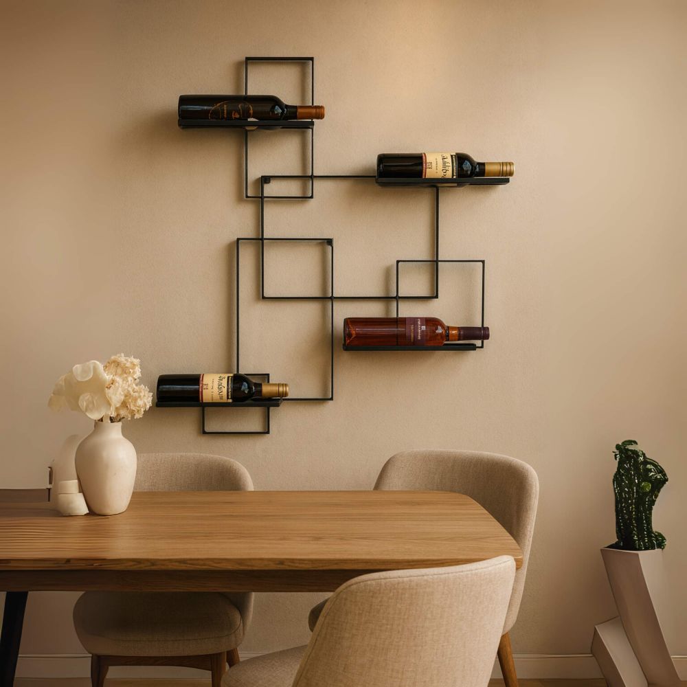 DanDiBo Wine rack Metal Black Black Line Bottle rack Bottle rack Bottle holder Wall rack