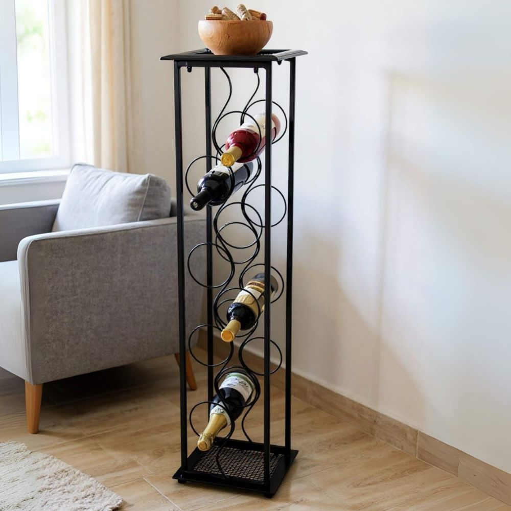 DanDiBo Wine Rack Metal Black Standing Bottle Rack 100 cm Octave Modern Wine Rack Bottle Holder Wine Bottle Rack