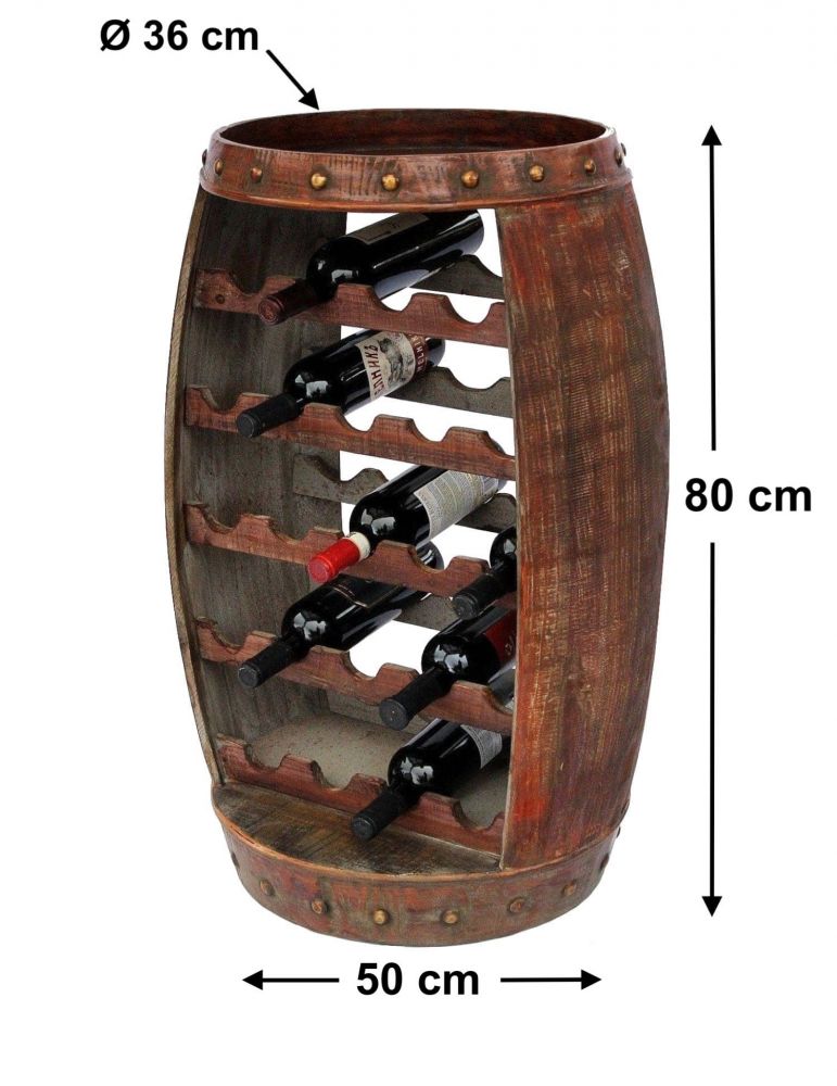 DanDiBo Wine Rack Wine Barrel 0370-R Wood Barrel 80 cm Freestanding Bottle Stand Bottle Holder Brown Bar Wine Bar