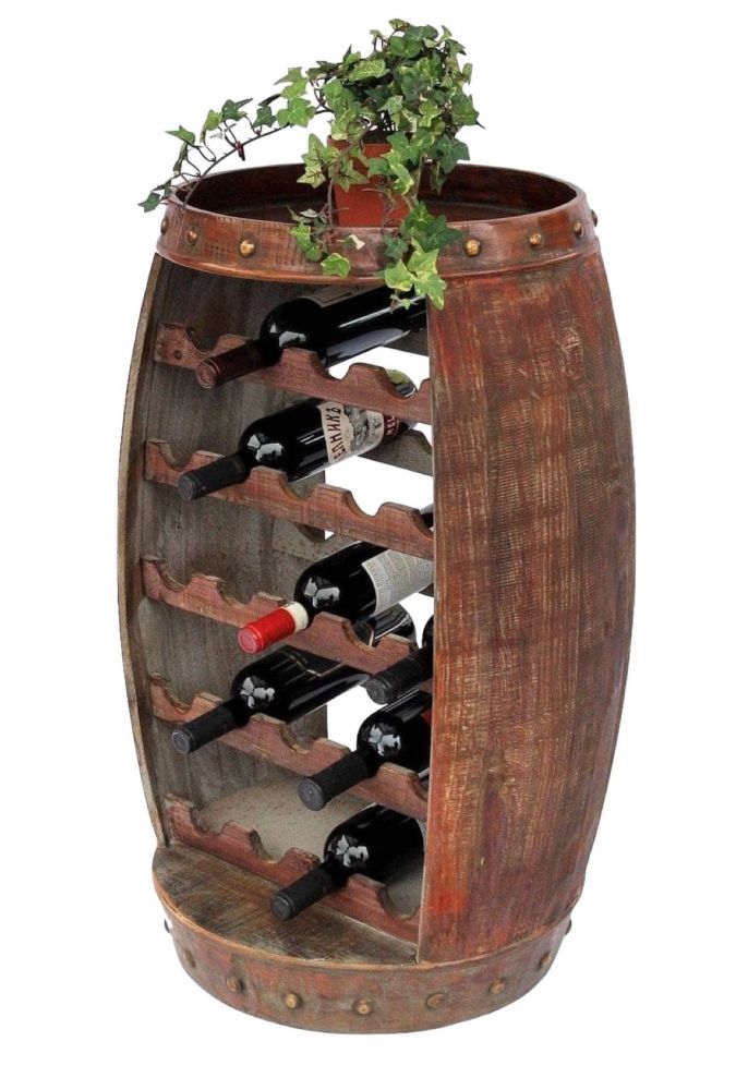 DanDiBo Wine Rack Wine Barrel 0370-R Wood Barrel 80 cm Freestanding Bottle Stand Bottle Holder Brown Bar Wine Bar