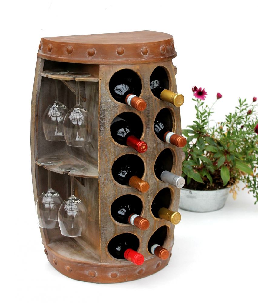 Weinregal Weinfass 1547 Beistelltisch Schrank Fass aus Holz 65cm Weinbar Bar Wandtisch Flaschenregal