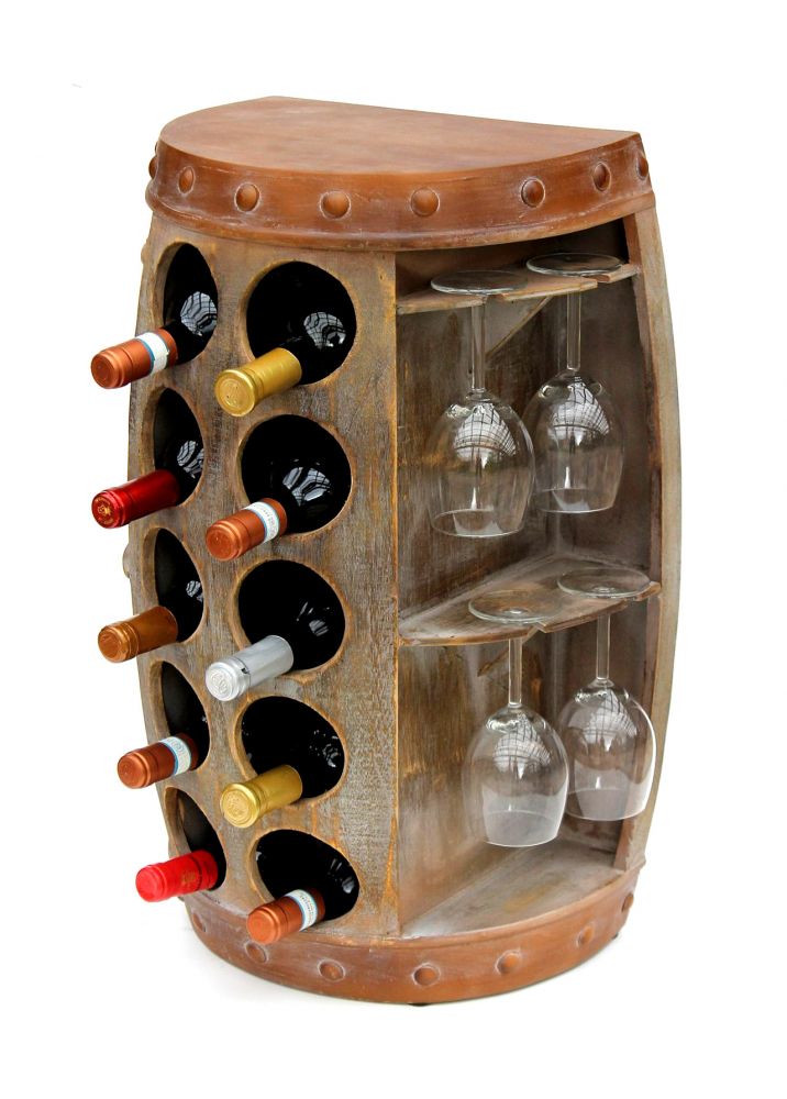 Weinregal Weinfass 1547 Beistelltisch Schrank Fass aus Holz 65cm Weinbar Bar Wandtisch Flaschenregal
