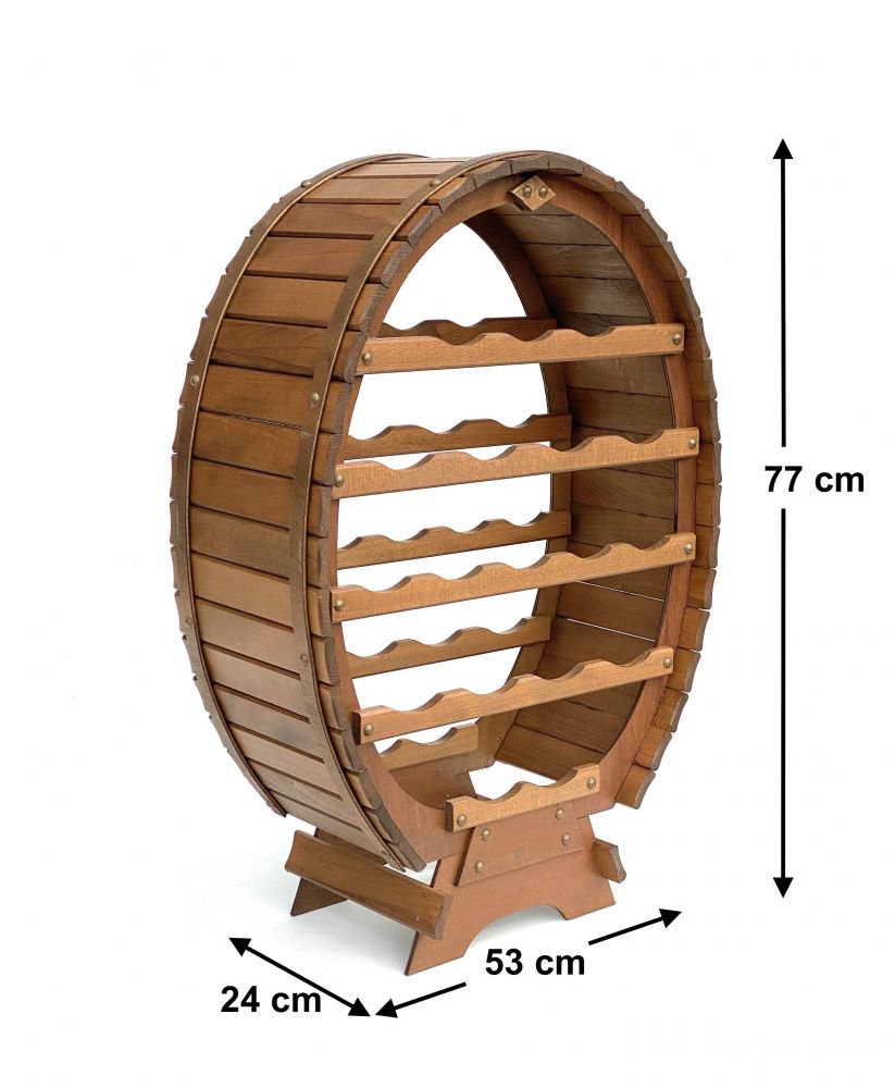 DanDiBo wine rack wood standing wine barrel 18 bottles brown stained bottle rack bottle holder barrel