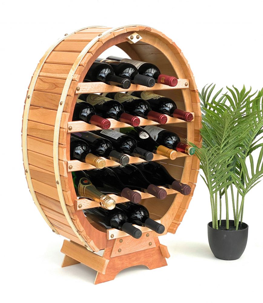 DanDiBo Weinregal Holz Stehend Weinfass 18 Flaschen Natur 77 cm Flaschenregal Flaschenhalter Fass