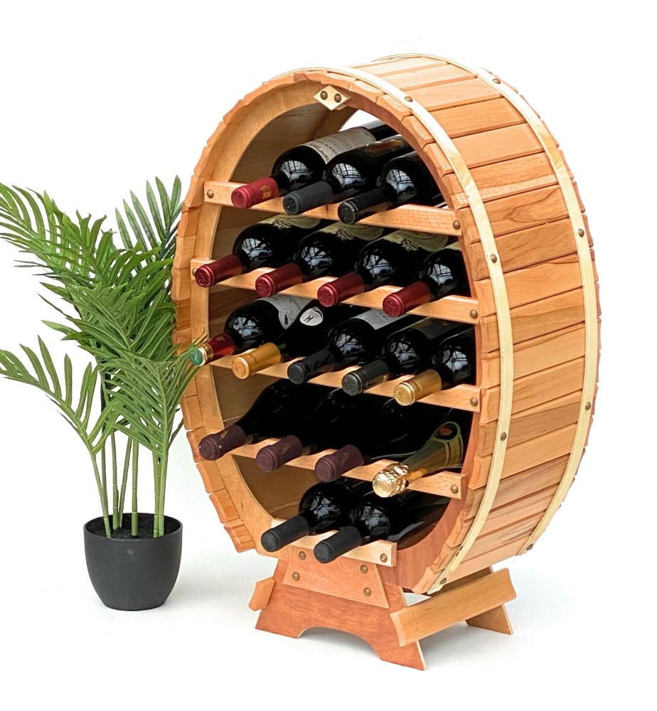 DanDiBo Weinregal Holz Stehend Weinfass 18 Flaschen Natur 77 cm Flaschenregal Flaschenhalter Fass