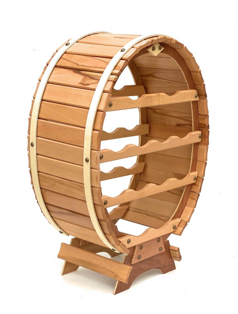 Weinregal Weinfass für 12 Flaschen Natur lackiert 65cm Flaschenhalter Flaschenregal Bar Fassform