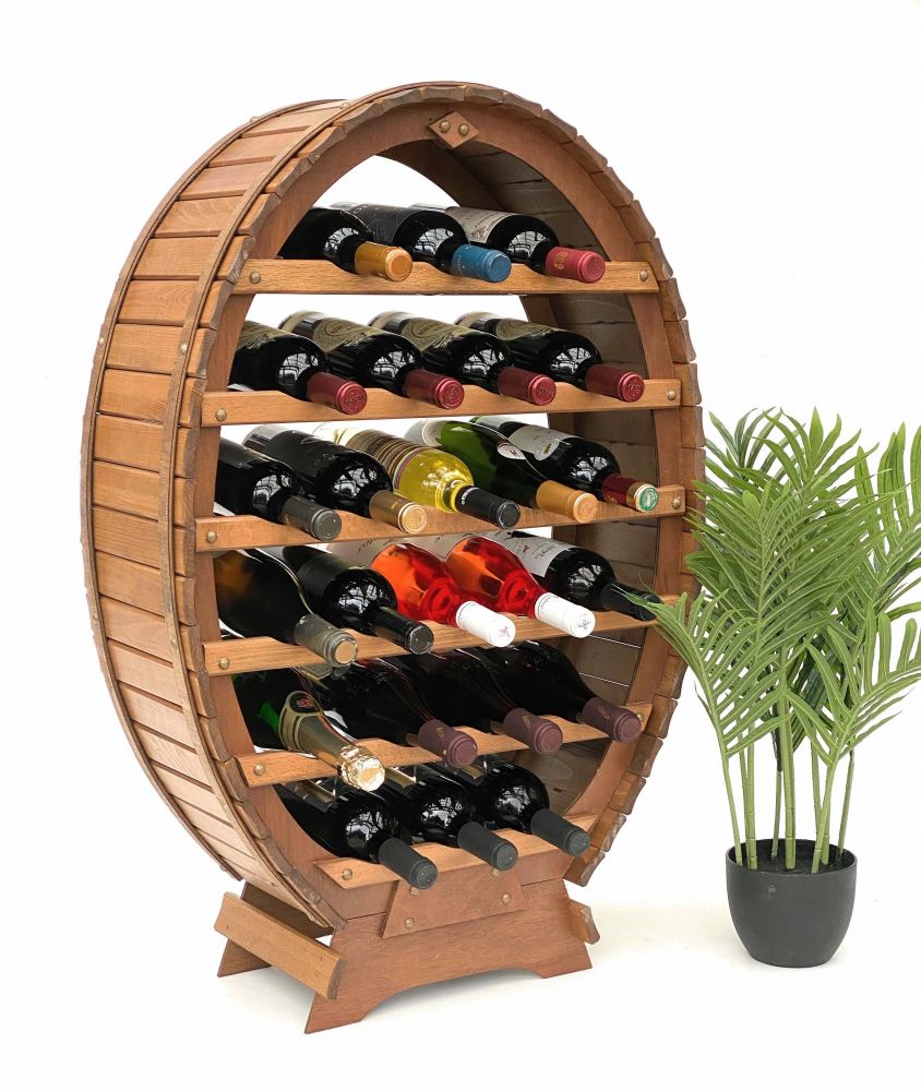 DanDiBo wine rack wood standing wine barrel 24 bottles brown bottle rack bottle holder barrel