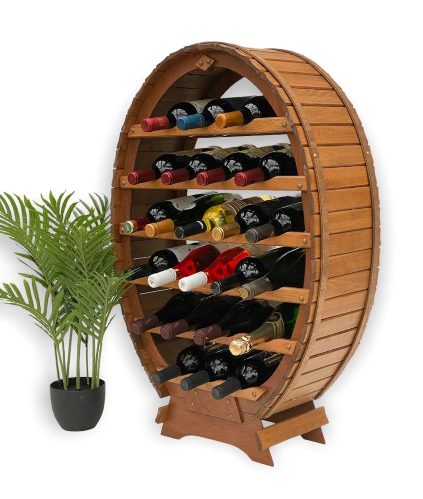 DanDiBo wine rack wood standing wine barrel 24 bottles brown bottle rack bottle holder barrel