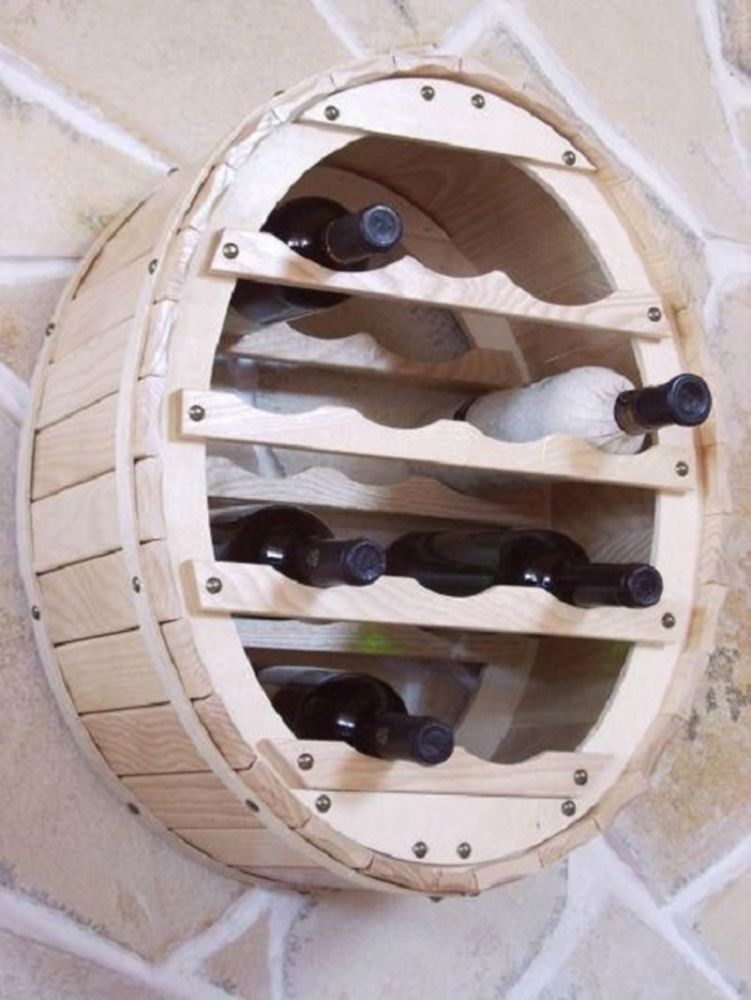 DanDiBo Weinregal Holz Wand Weinfass für 12 Flaschen Natur für die Wandmontage Wandregal zum aufhängen Flaschenregal