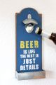Wandflaschenöffner mit Kronkorkenbehälter 20003 Blau "Beer is life" Bieröffner 32cm Flaschenöffner