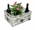 DanDiBo Vintage Holzkiste 40 cm Obstkiste L Weinkiste "Altes Land" Dekokiste Holz 96176 Weiß Schwarz mit Muster Pflanzkiste