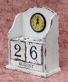 Calender clock  14B142 Shabby Clock Calender   25cm Vintage quarz clock  (white)