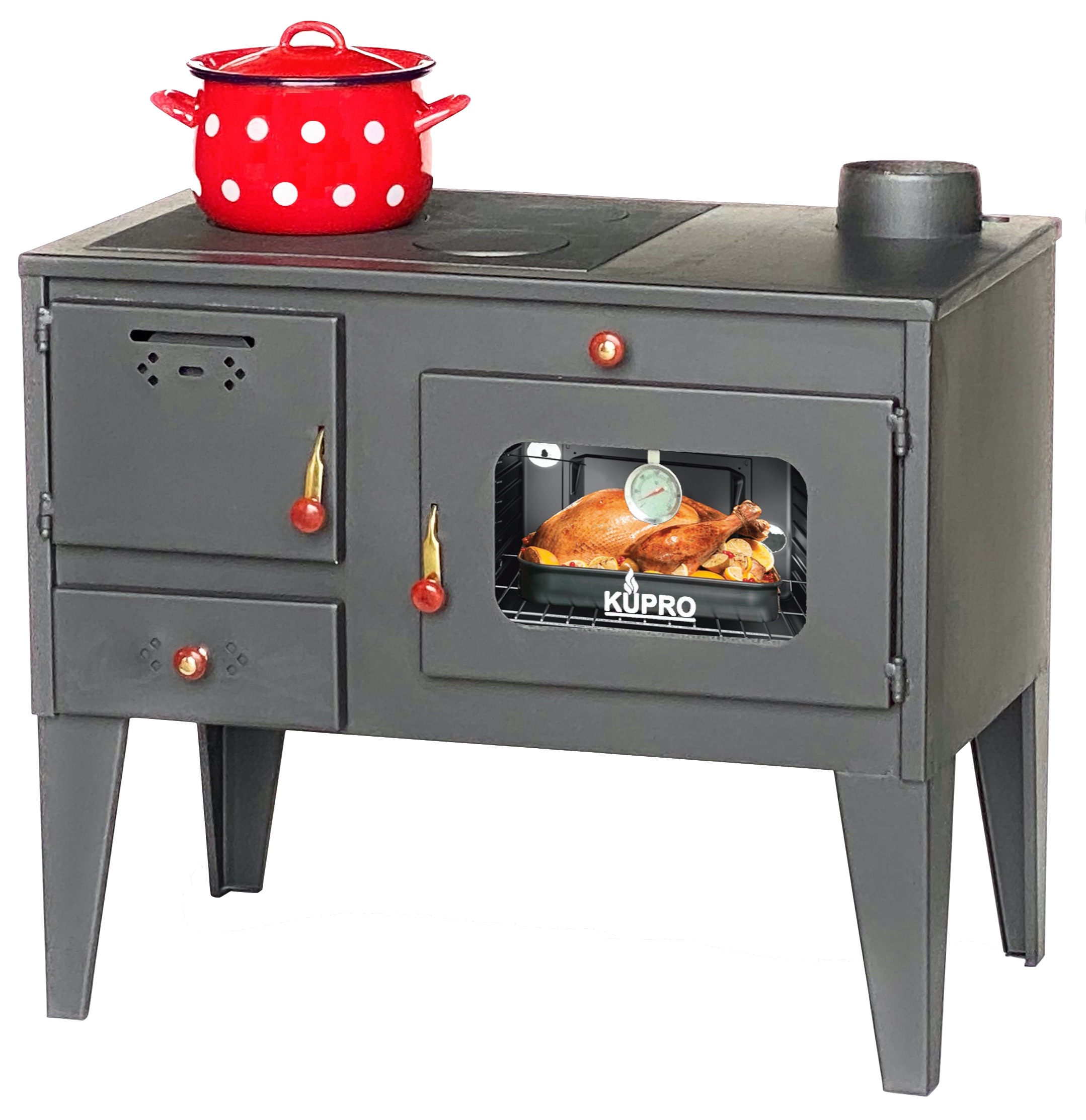 Kaminofen mit Backfach und Herdplatte 93894 Werkstattofen Hüttenofen 7