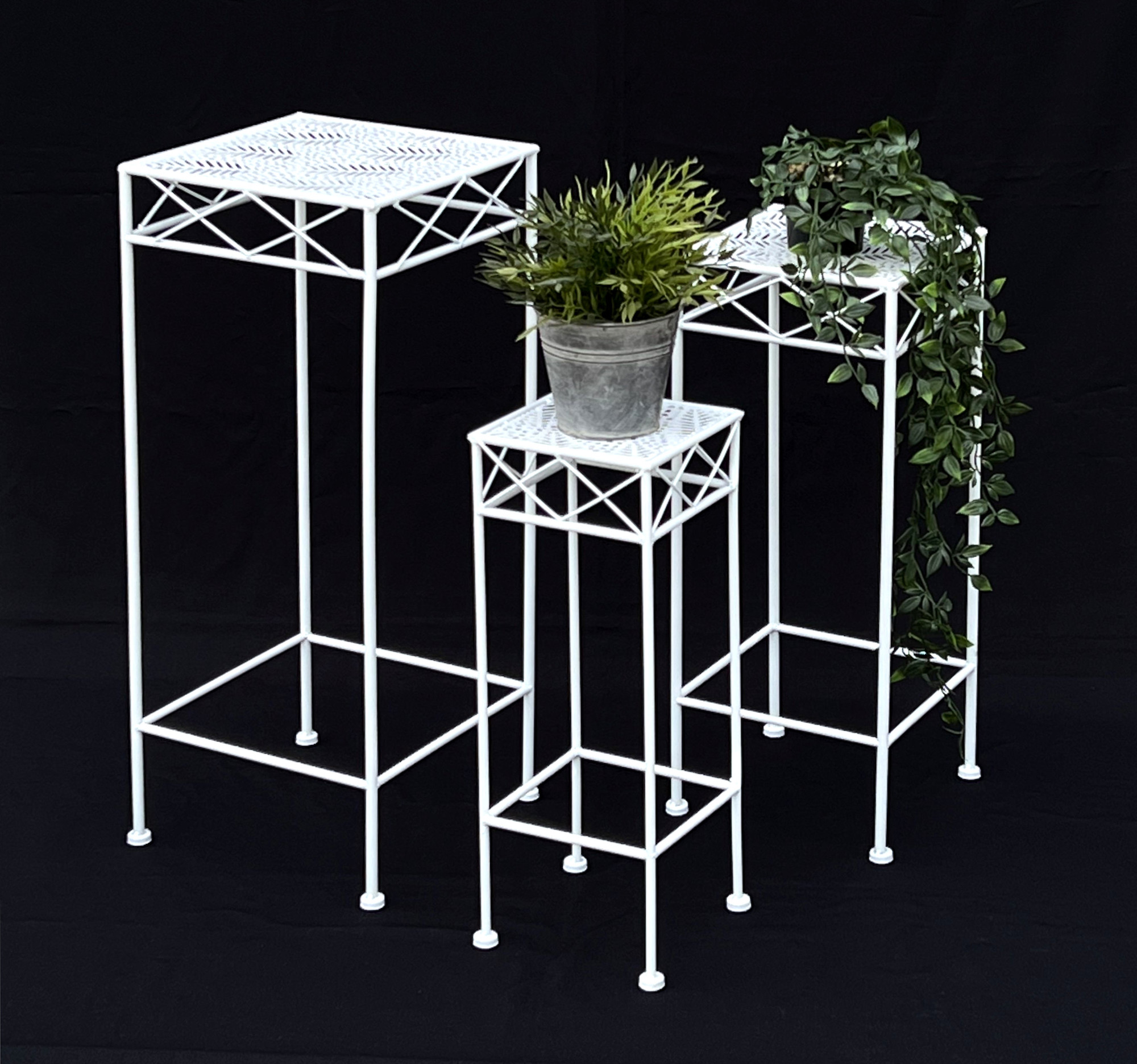 Blumenhocker Weiß Metall Eckig Blumenständer 3er Set Beistelltisch  Blumensäule | eBay