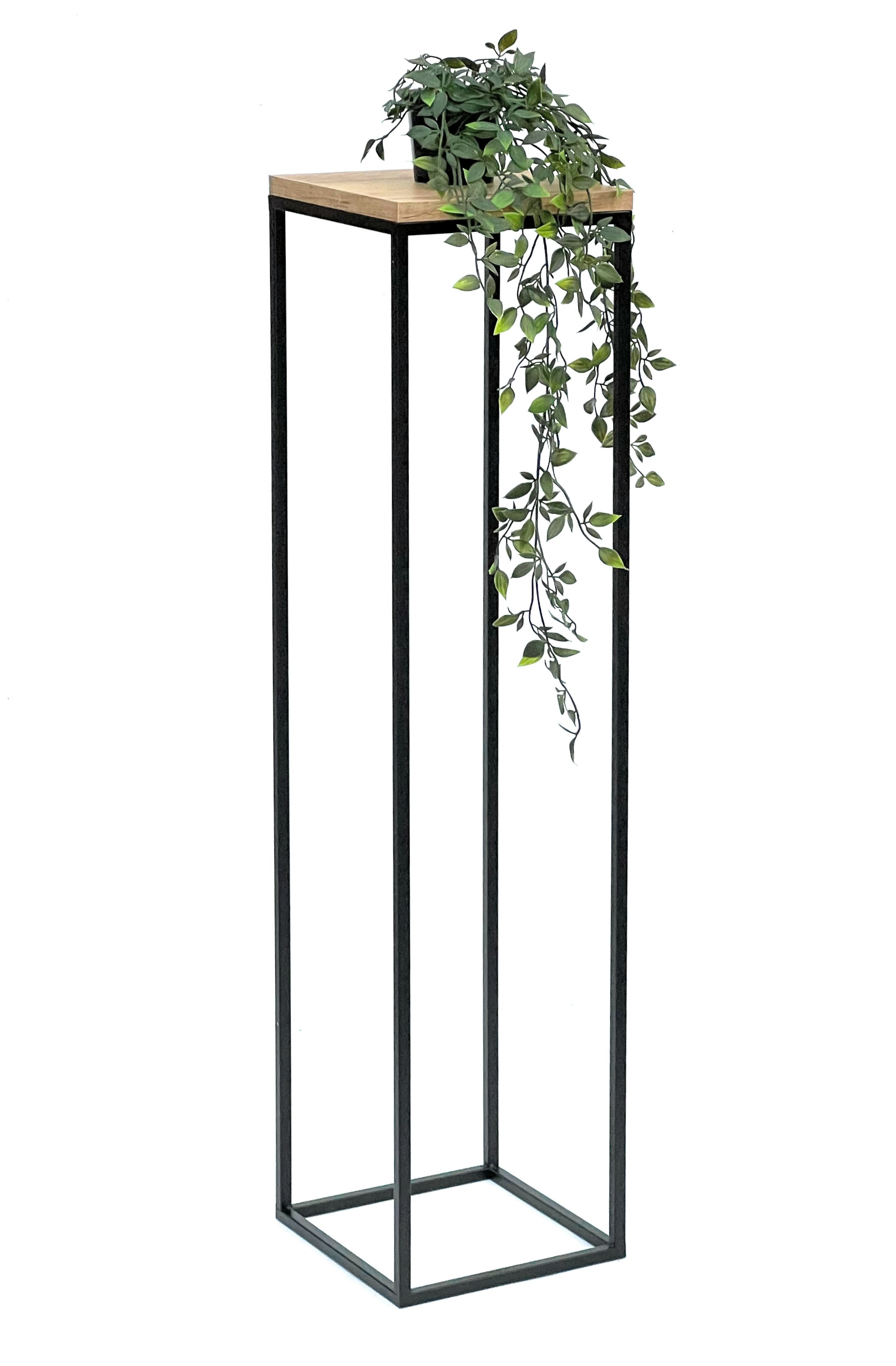 Blumenständer 100 Blumenhocker Modern Metall Schwarz Holz eBay Eckig cm | Beistelltisch