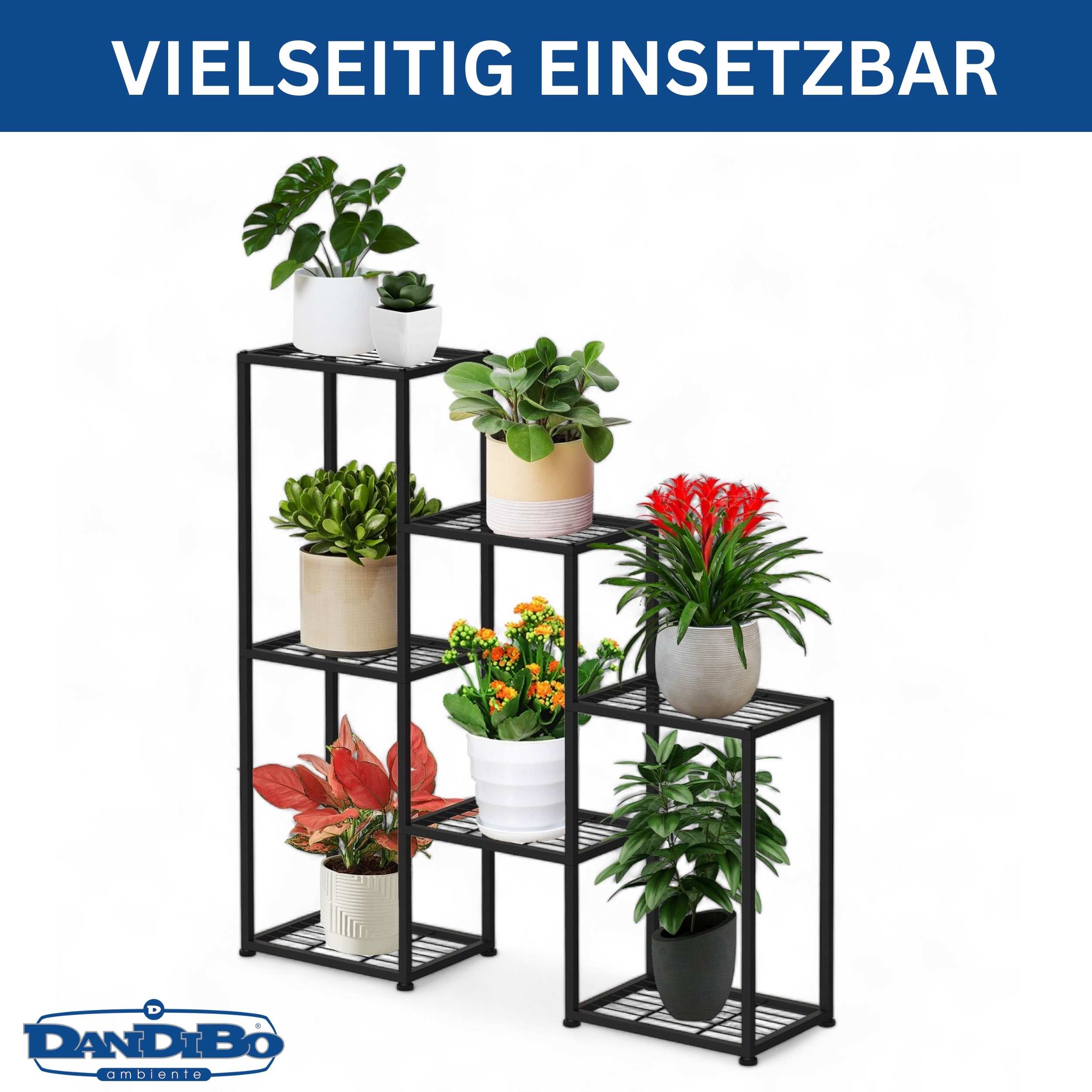 Blumenregal Metall Schwarz 6 Ebenen 96578 Blumentreppe Modern Pflanzenregal