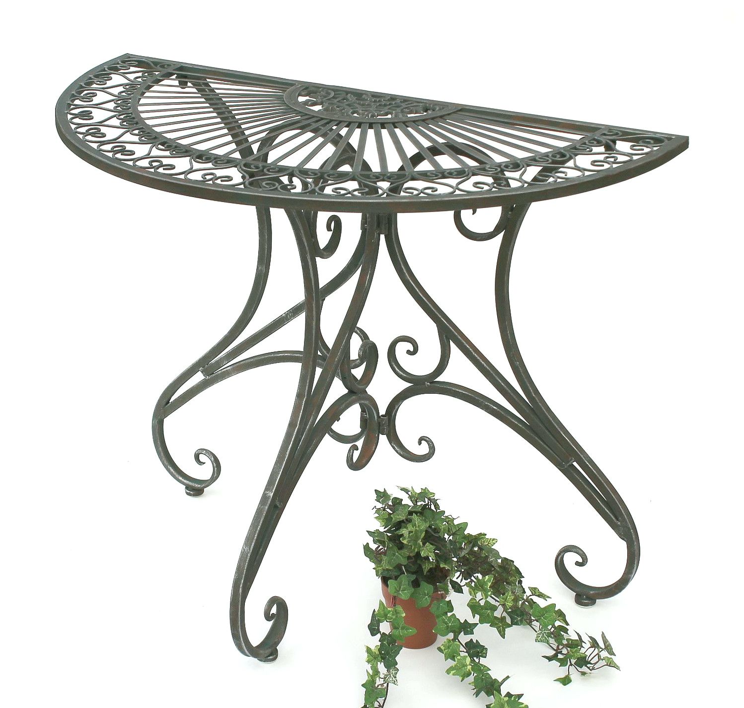 Tisch Wandtisch 130434 Beistelltisch Metall 90 Cm Halbrund Konsole Garten Balkon Ebay