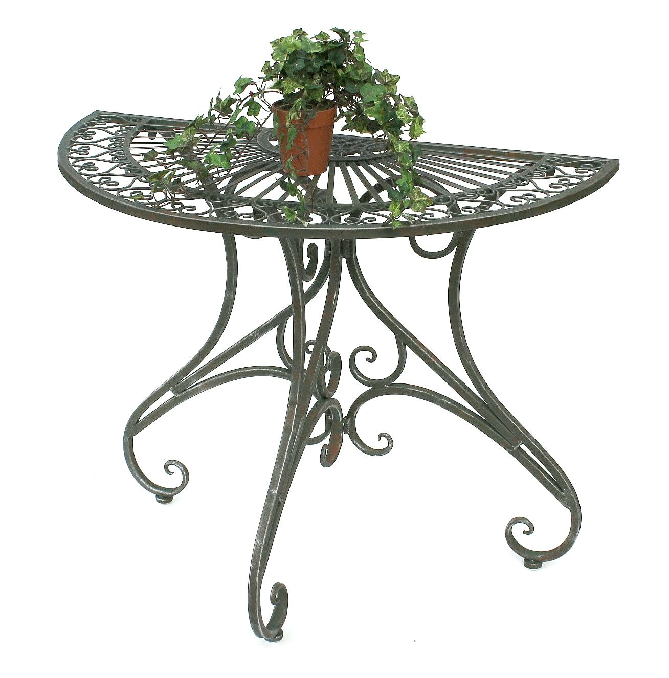 Tisch Wandtisch 130434 Beistelltisch Metall 90 cm Halbrund Konsole