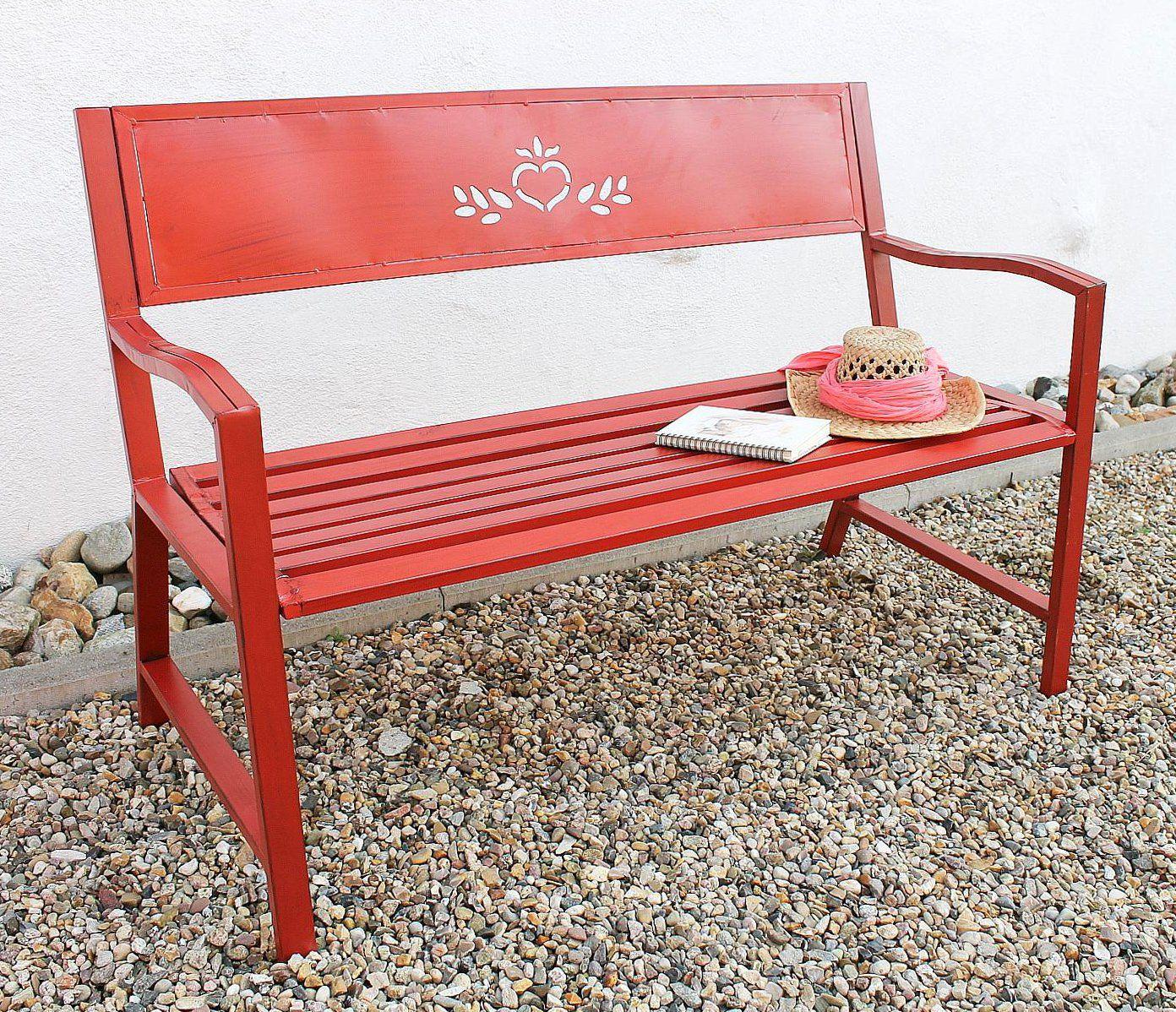 Gartenbank Metall Rot Wetterfest 2 Sitzer 120 cm Sitzbank