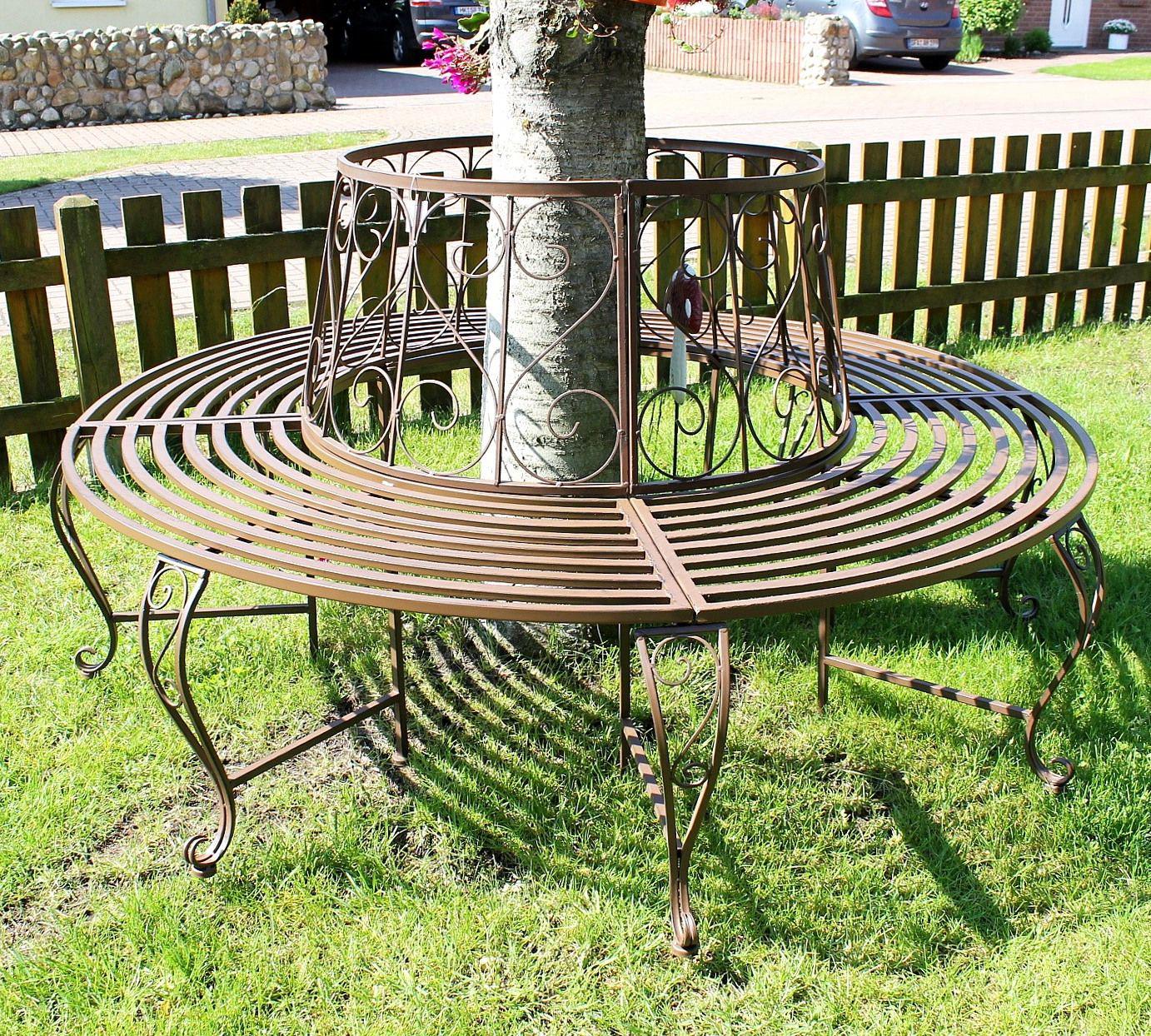 Rundbank aus Metall Bank 120749 Baumbank Sitzbank Gartenbank D160 cm H