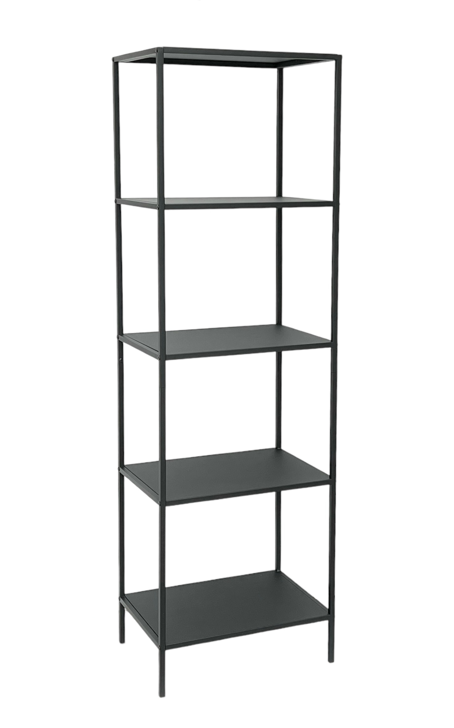 Standregal Schwarz Schmal Metall mit 5 Ebenen 170x50x35 cm Regal Bad Metallregal