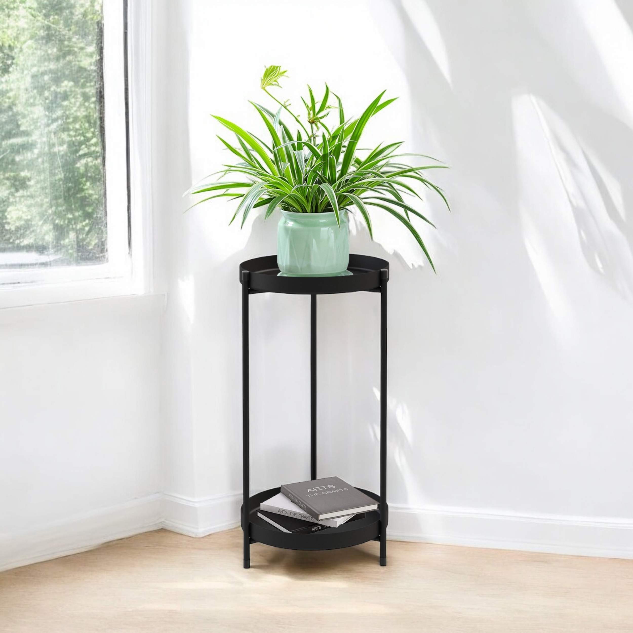 Blumenstnder Metall Schwarz Rund 2 Etagen 52cm 96583 Beistelltisch  Blumenhocker | eBay.de