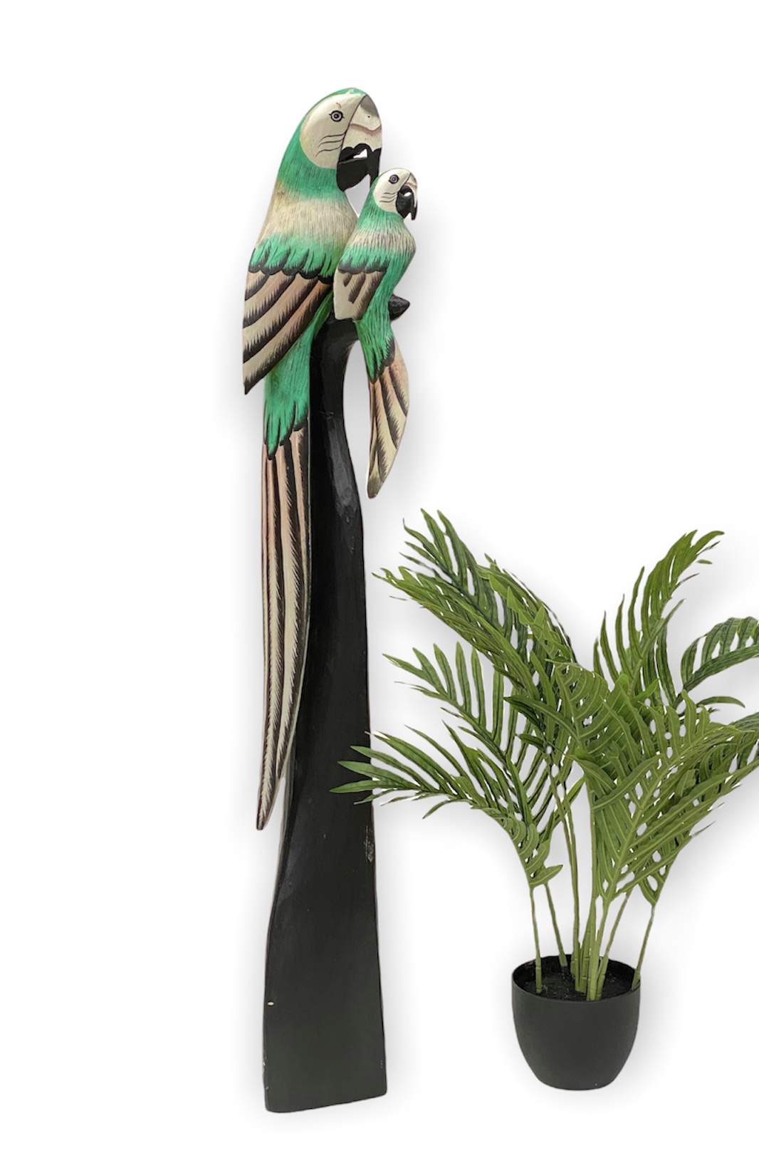 2er 98 Figur Skulptur Holzvogel aus Papagei Deko | Nr.34 Vogel eBay Grün Holz cm Creme