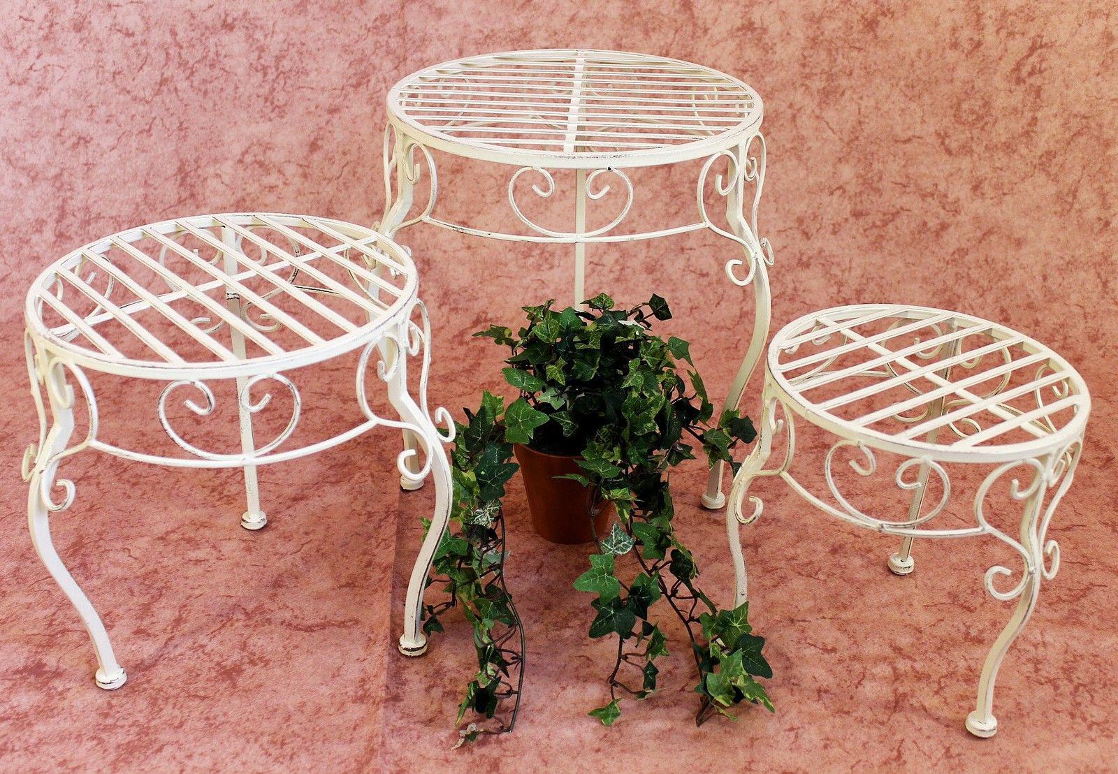 DanDiBo Sgabello Fiori Romance Set da 3 Porta Fiori 20218 Porta-Piante Sgabello Bianco