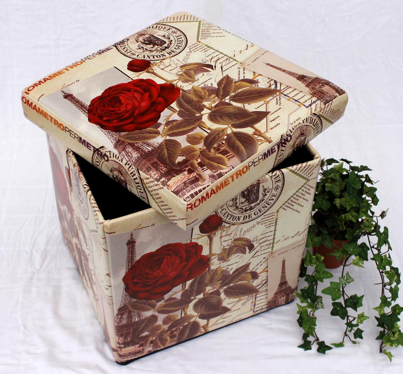 Hocker aus Kunstleder Sitzhocker 2220 Aufbewahrungsbox 40 cm Sitzwürfel