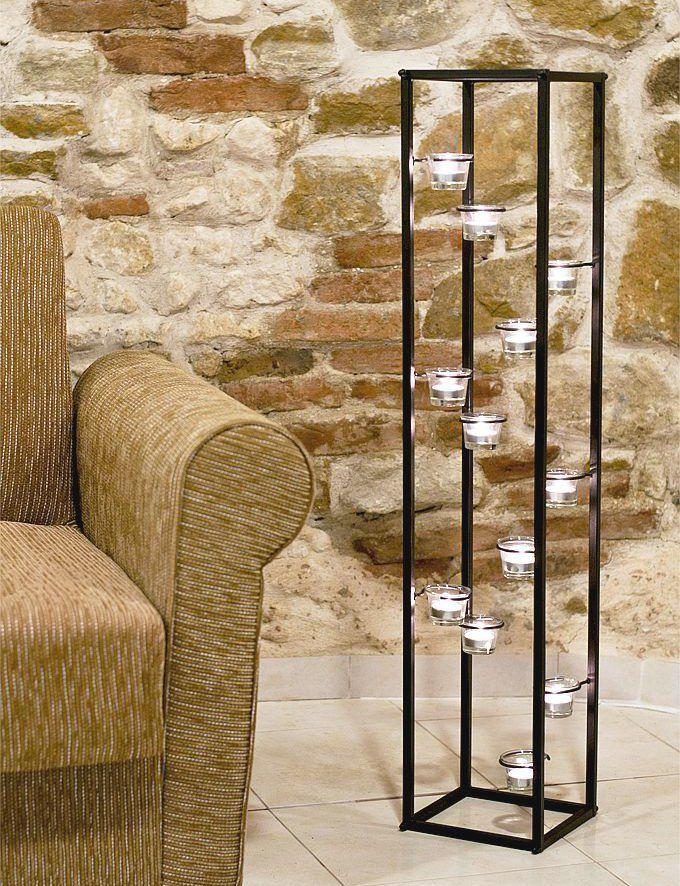 Lichtsäule Metall Teelichthalter 100 cm Kerzenständer für 12 Teelichter