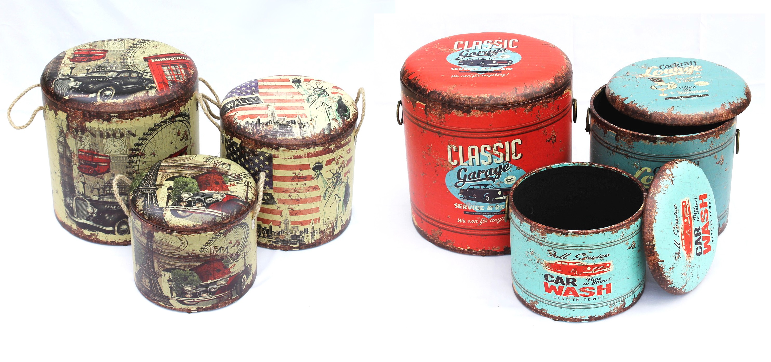 Sitzhocker Aufbewahrungsbox HK16 Hocker mit Kunstleder überzogen Tonne