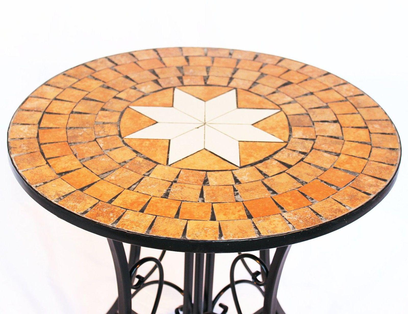 Tisch Mosaik 12001 Gartentisch 60cm Metall Beistelltisch Garten