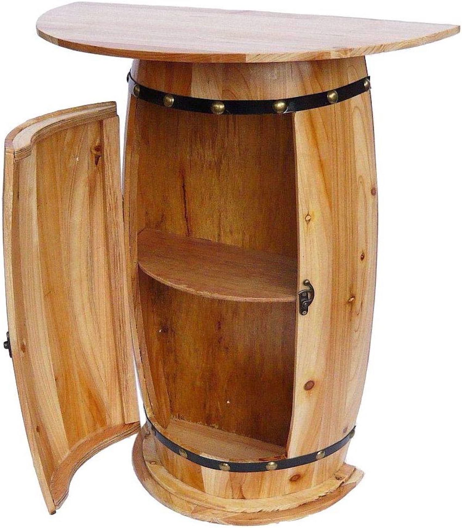Wall Table Half Round Wood Table Wine Barrel 0373 Natural Wine Rack