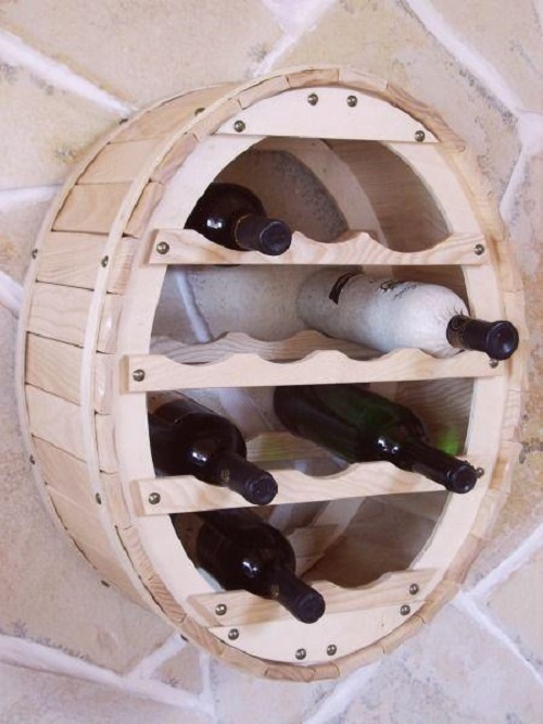 DanDiBo Weinregal Holz Stehend Weinfass 6 Flaschen Natur Flaschenregal  Flaschenhalter Fass - DanDiBo-Ambiente